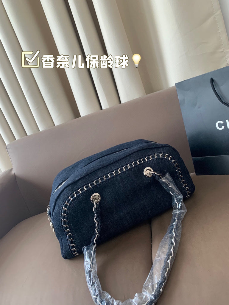 Pre-Order | Denim Chain Shoulder Bag – Navy