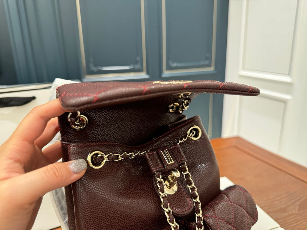 Pre-Order | Quilted Mini Backpack – Burgundy