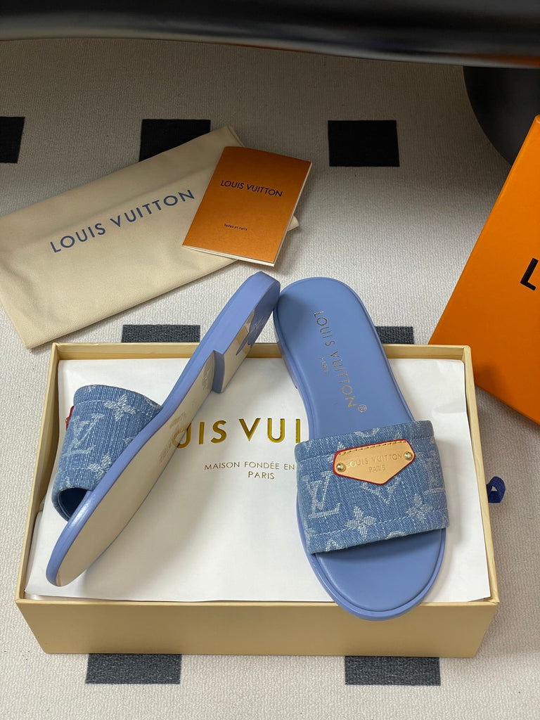 Pre-Order | Denim Slide Sandals – Blue
