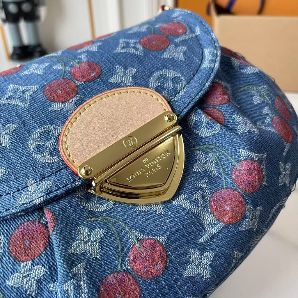 Pre-Order | Print Denim Shoulder Bag – Blue