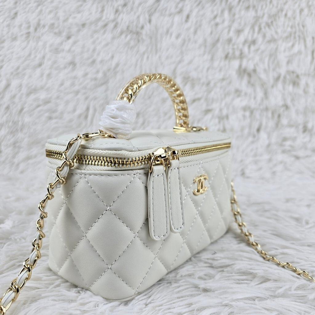 Pre-Order | White Mini Vanity Bag with Chain Handle