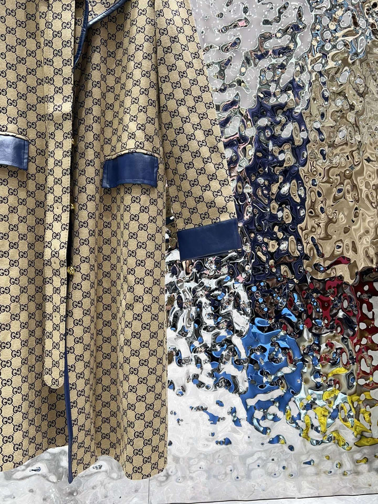 PRE-ORDER PATTERN COAT WITH BLUE DETAILS