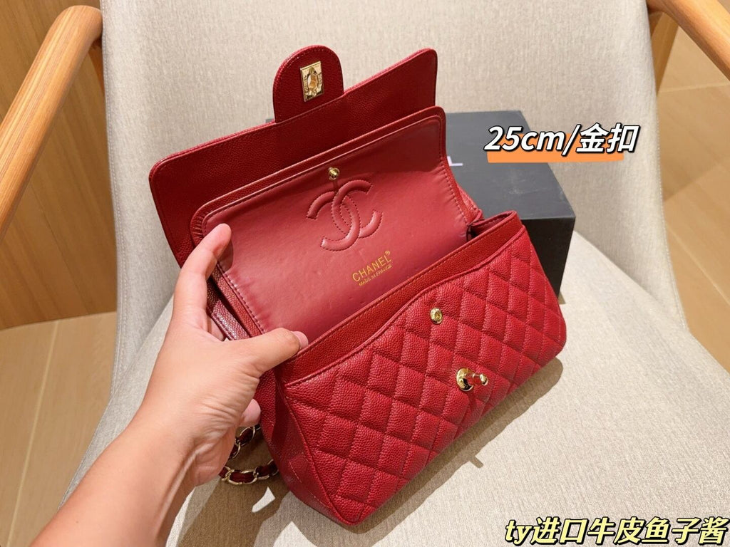 Pre-Order | Red Flap Shoulder Bag with Gold Hardware