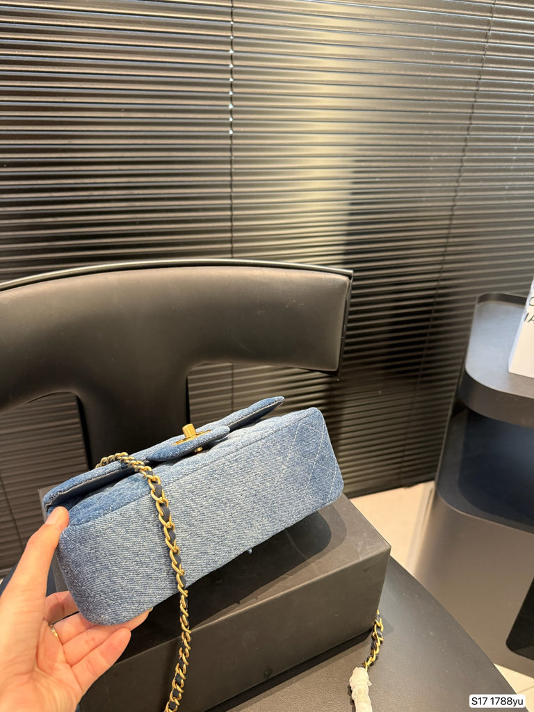 Blue Quilted Denim Shoulder Bag – Pre-order