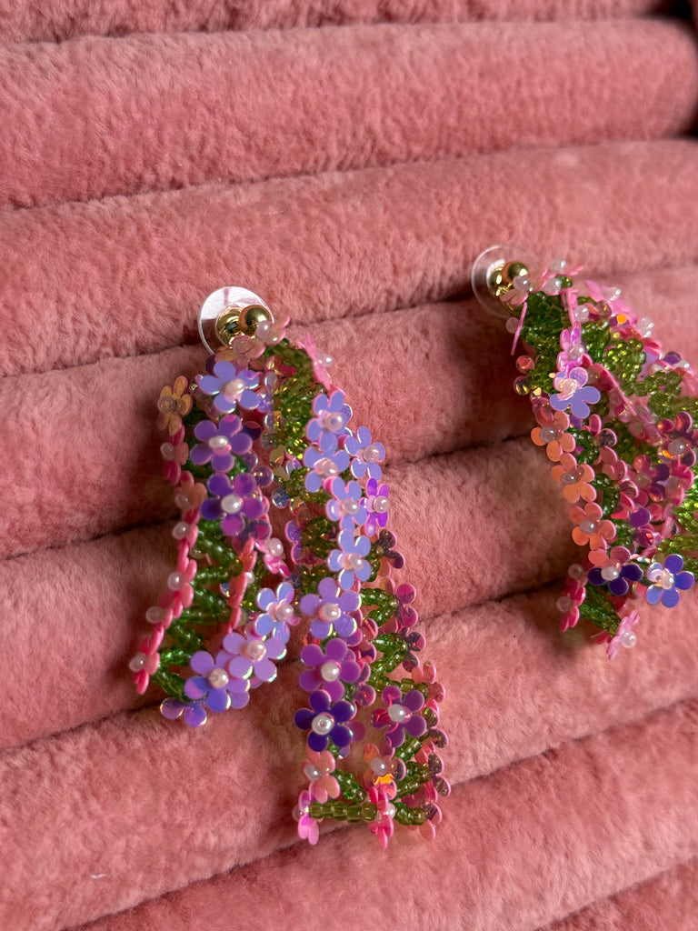 Light Pink Beaded Earrings