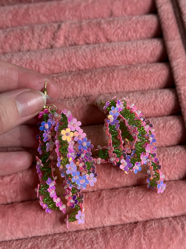 Light Pink Beaded Earrings
