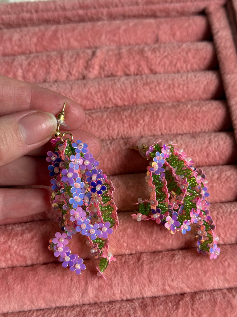 Light Pink Beaded Earrings