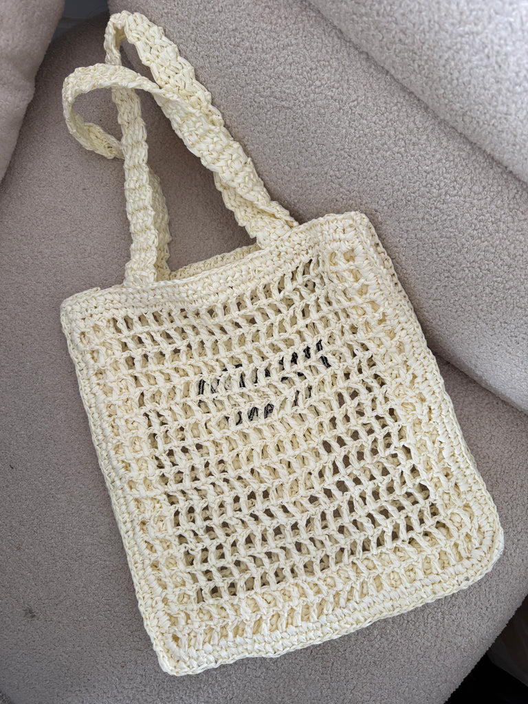 Open Weave Crochet Shopper – Cream