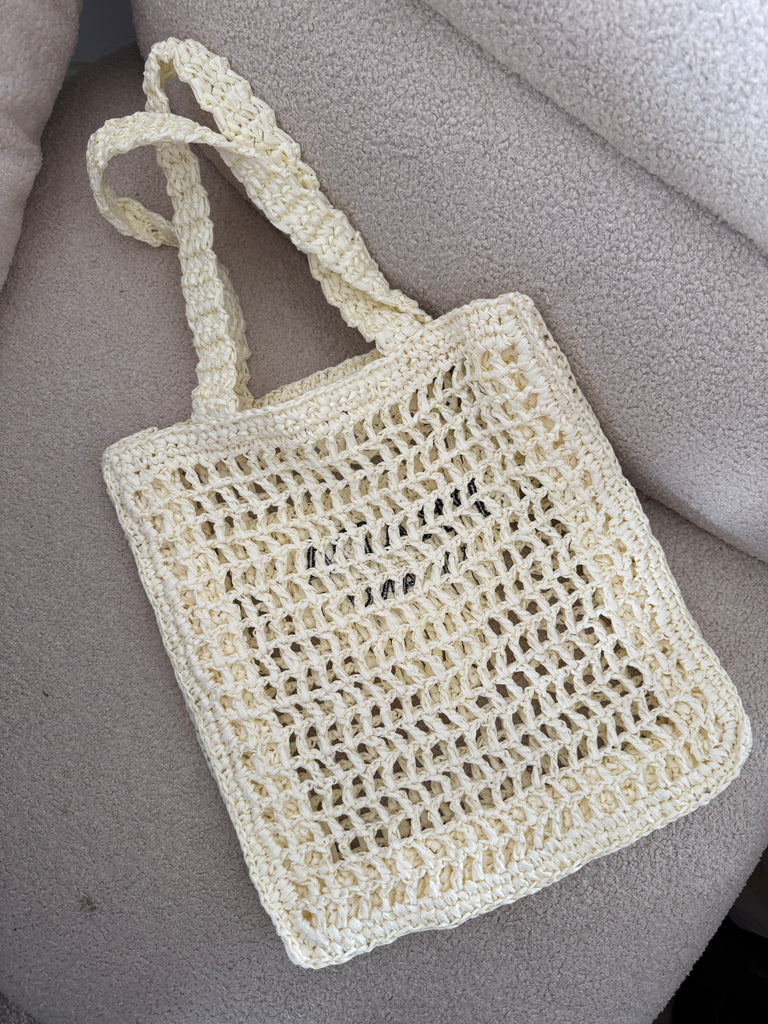 Open Weave Crochet Shopper – Cream