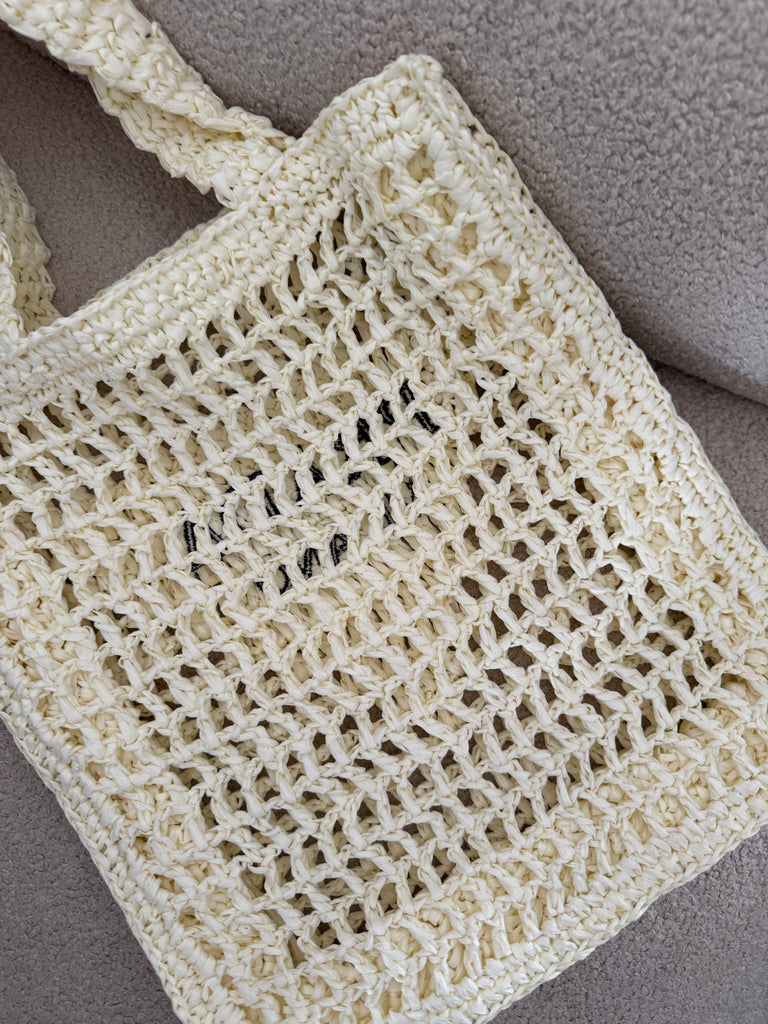 Open Weave Crochet Shopper – Cream