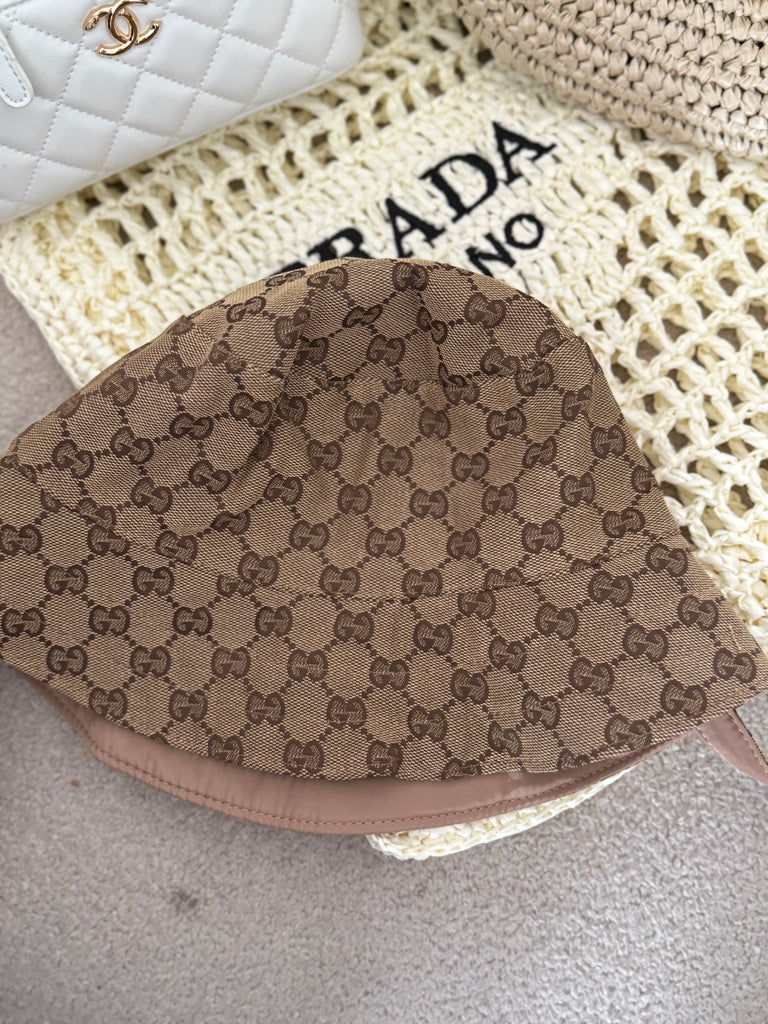 Monogram Tie-Back Bonnet Hat – Cocoa Brown