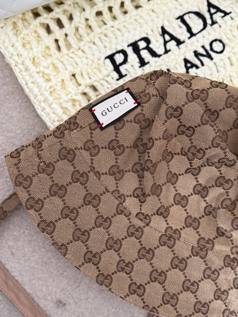 Monogram Tie-Back Bonnet Hat – Cocoa Brown