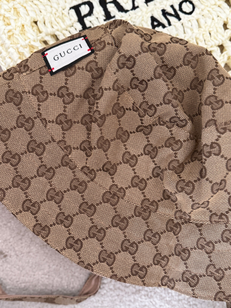 Monogram Tie-Back Bonnet Hat – Cocoa Brown