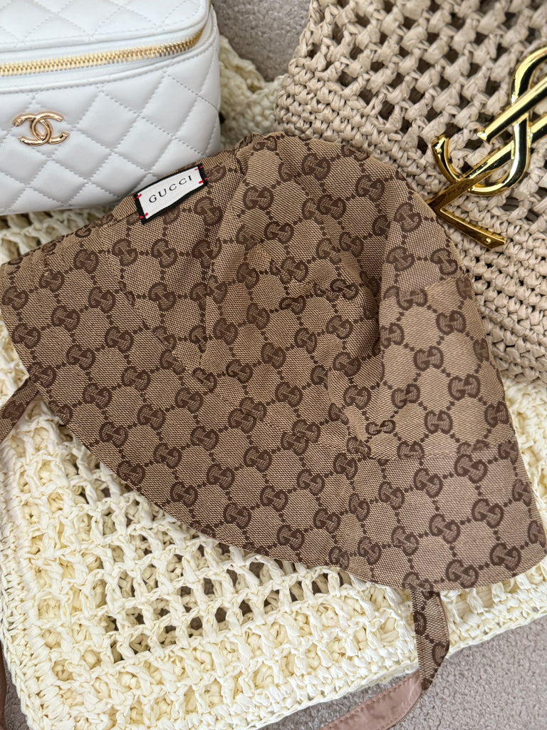 Monogram Tie-Back Bonnet Hat – Cocoa Brown