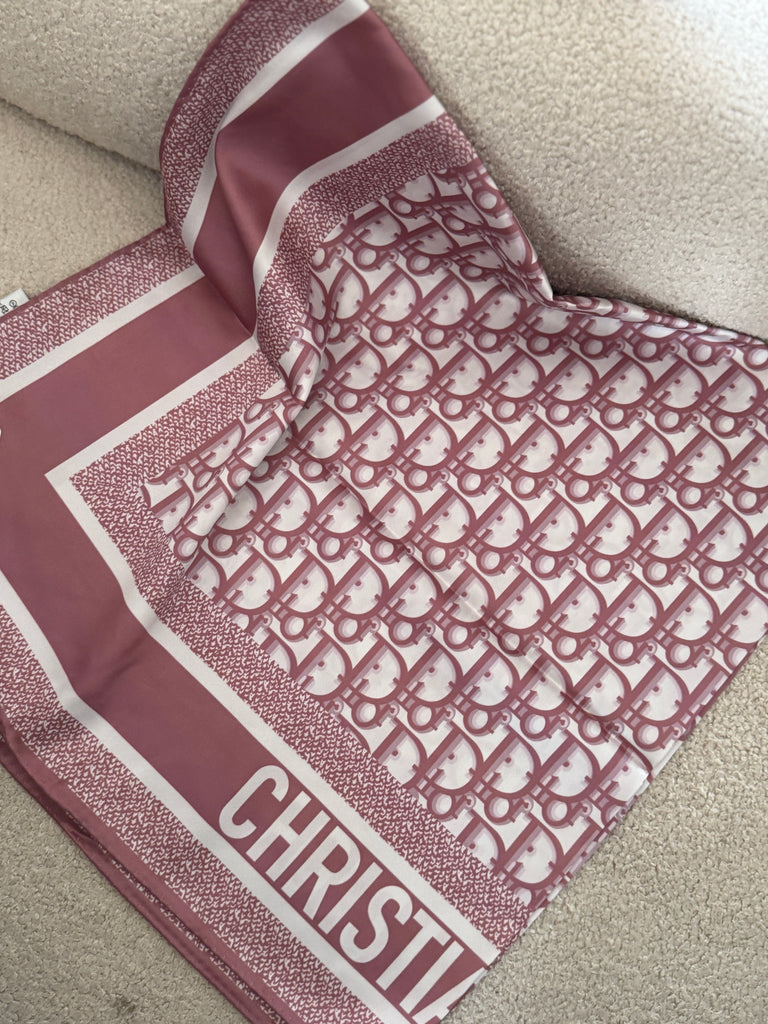 Printed Monogram Scarf – Rose & Ivory