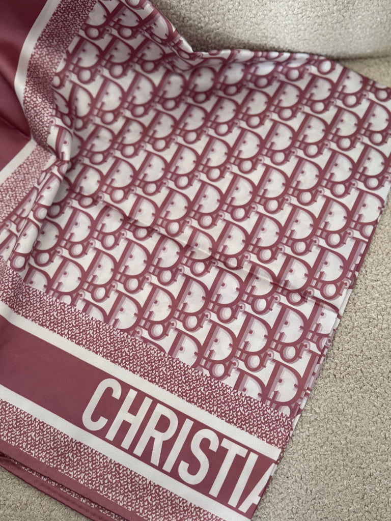 Printed Monogram Scarf – Rose & Ivory