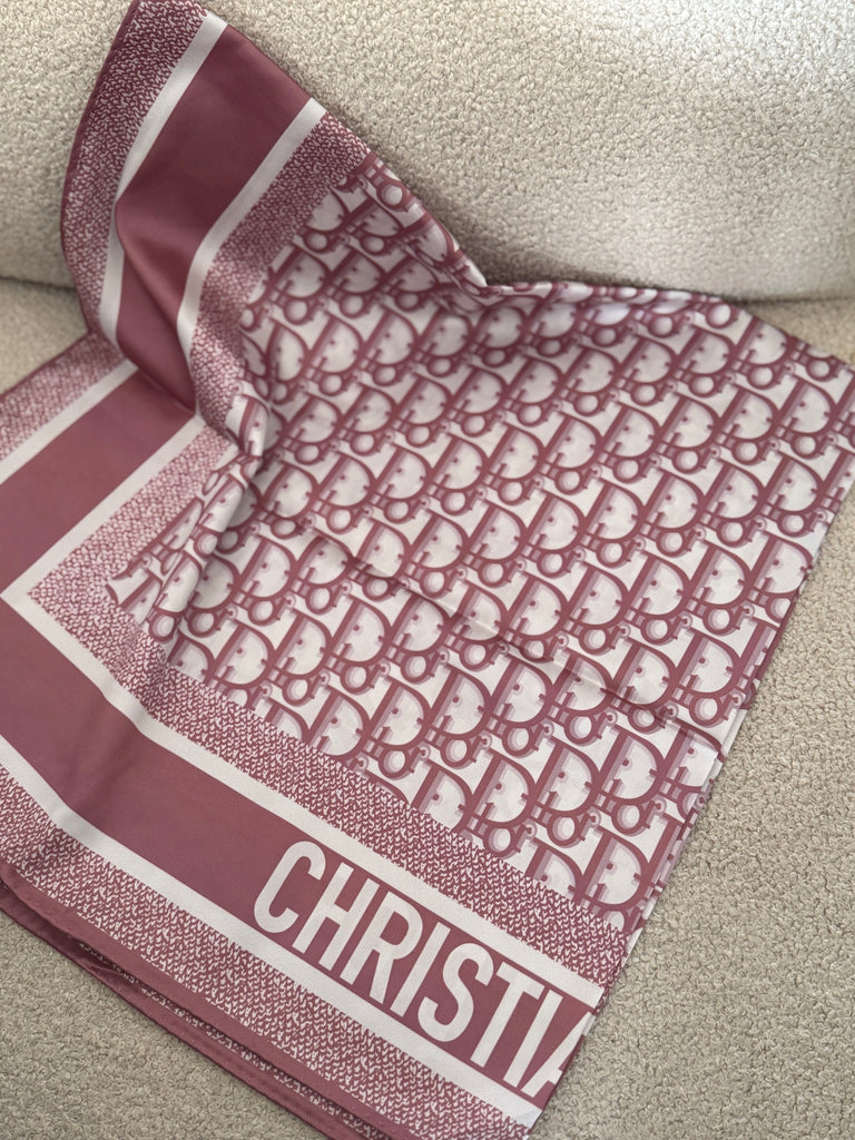 Printed Monogram Scarf – Rose & Ivory