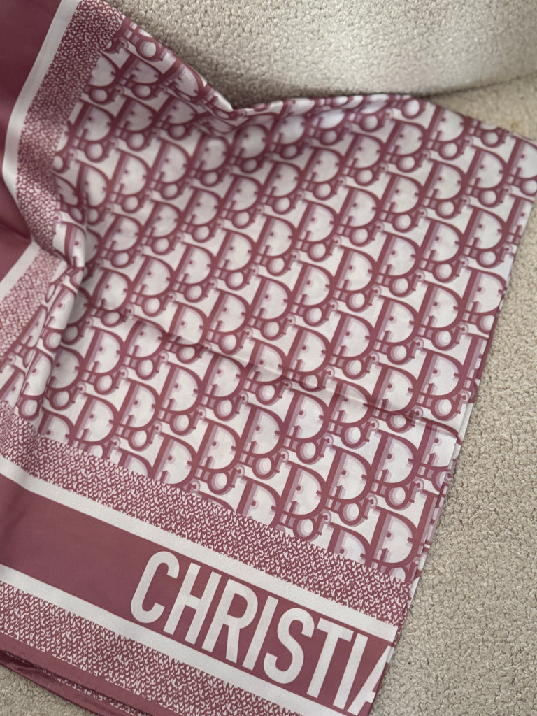 Printed Monogram Scarf – Rose & Ivory