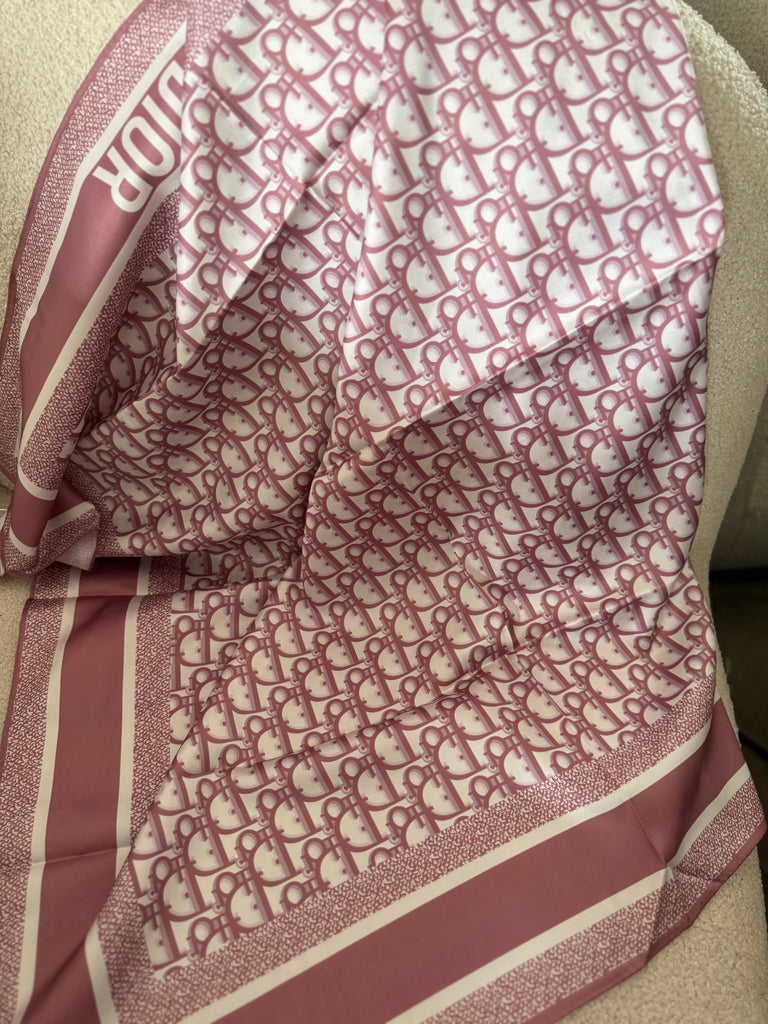 Printed Monogram Scarf – Rose & Ivory