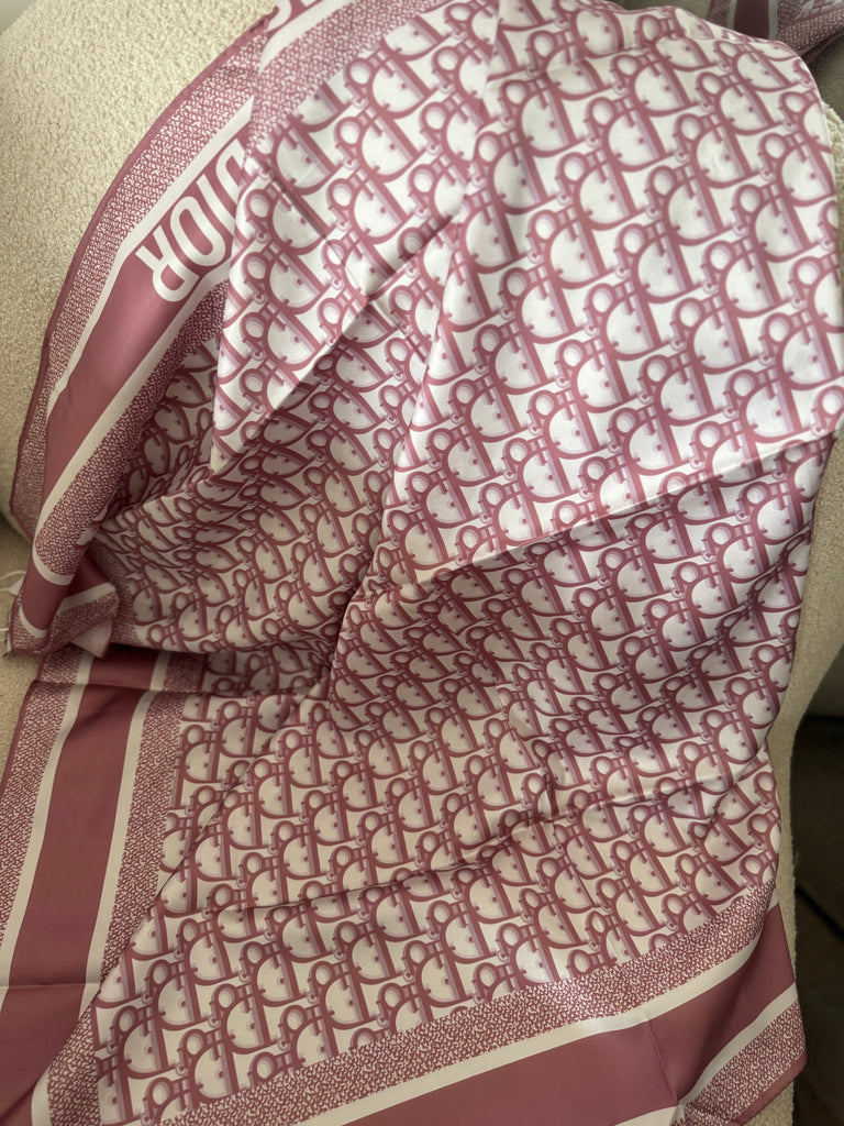 Printed Monogram Scarf – Rose & Ivory