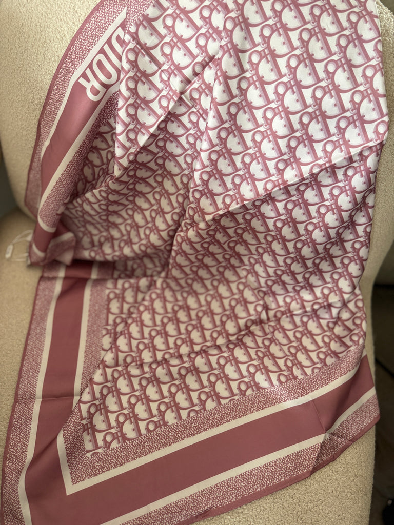 Printed Monogram Scarf – Rose & Ivory