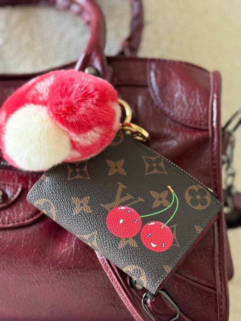 Fluffy Mushroom Key Charm in Red