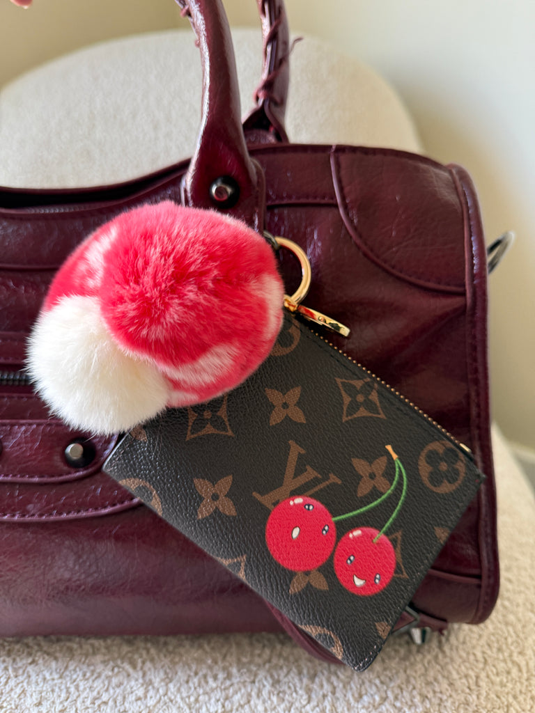 Fluffy Mushroom Key Charm in Red