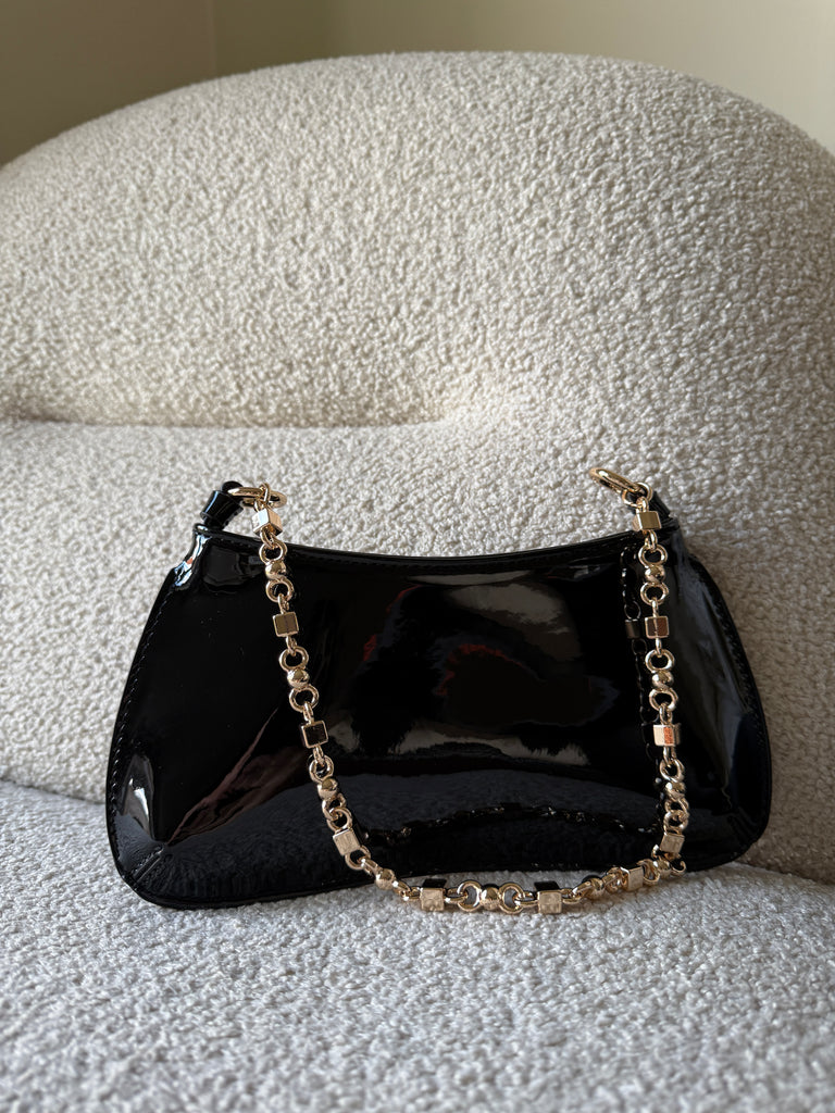 Mini Black Patent Bag