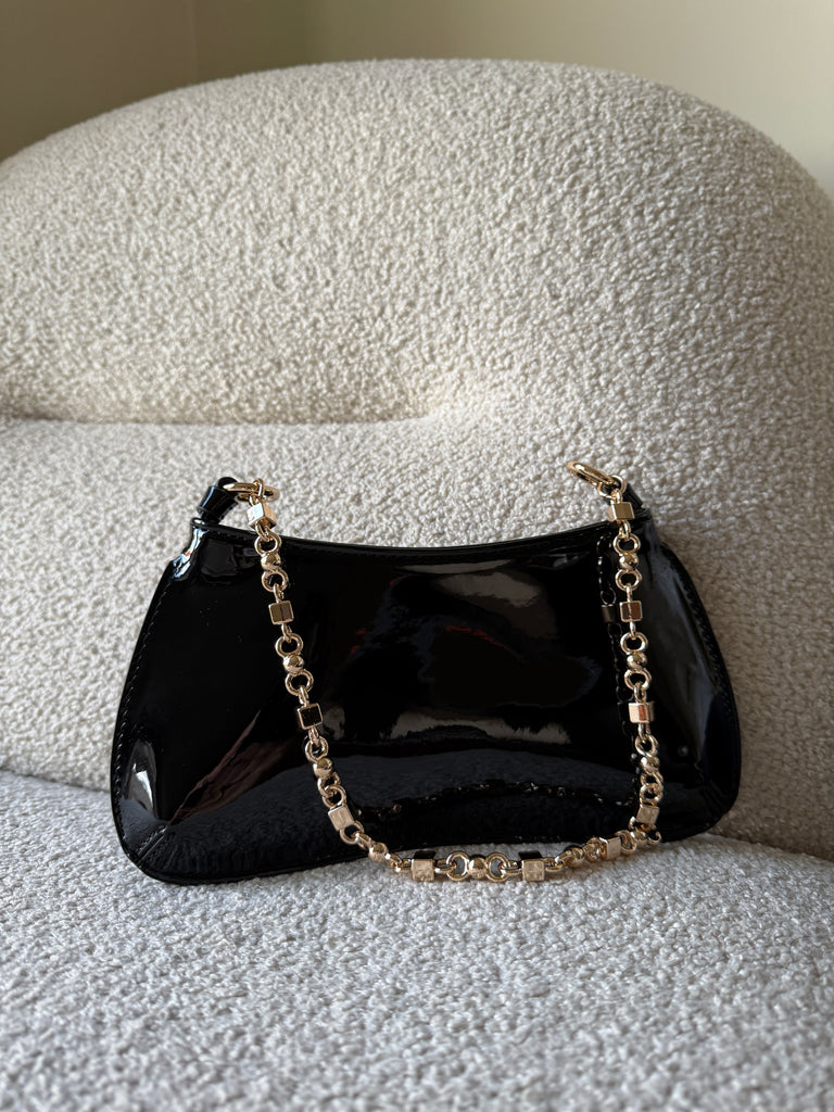 Mini Black Patent Bag