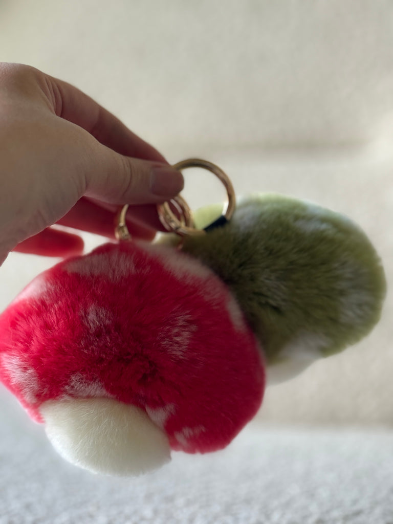 Fluffy Mushroom Key Charm in Red