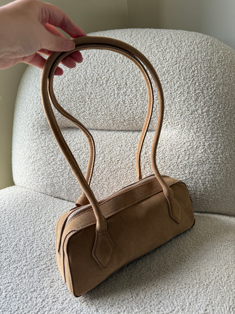 Long Handle Faux Suede Bag