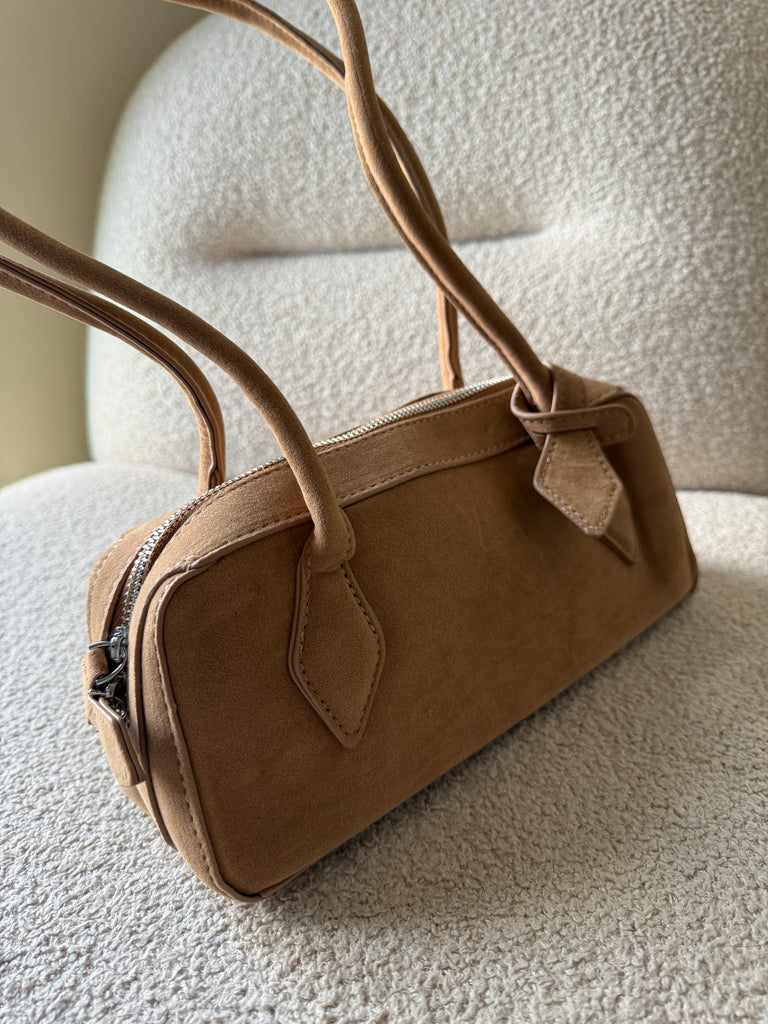 Long Handle Faux Suede Bag