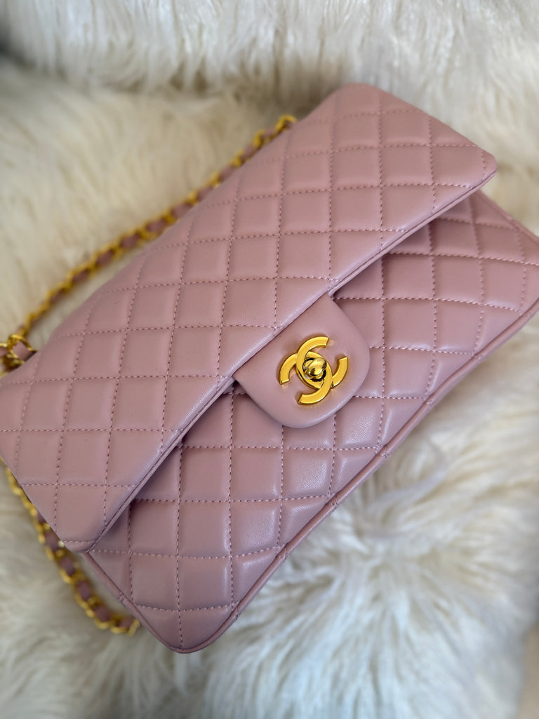 Blush Quilted Chain Shoulder Bag