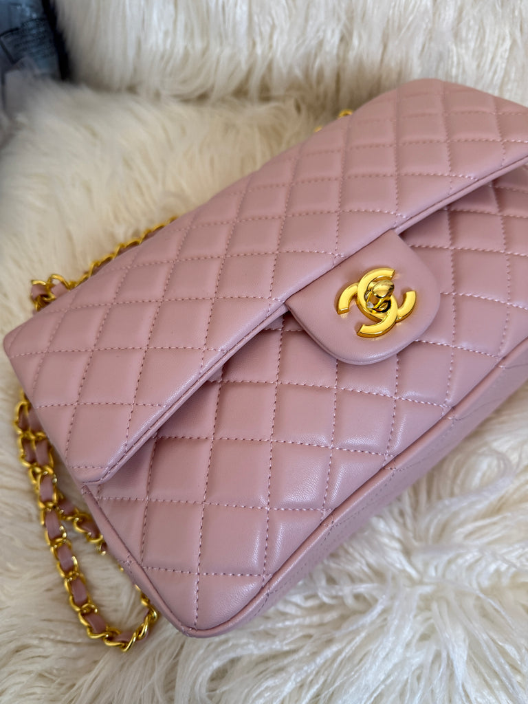 Blush Quilted Chain Shoulder Bag