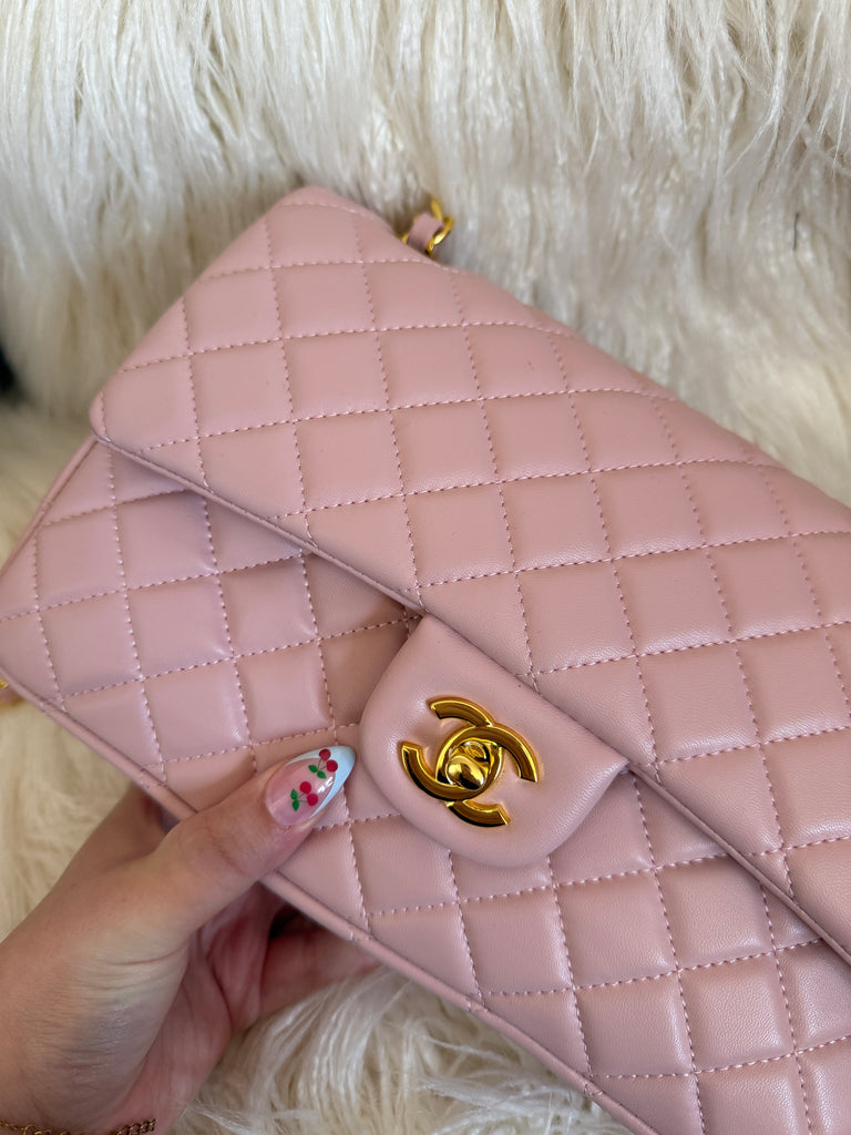 Blush Quilted Chain Shoulder Bag