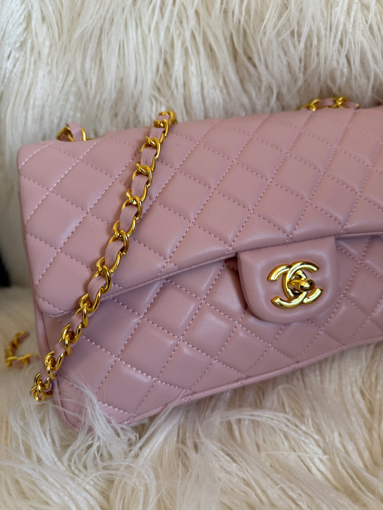 Blush Quilted Chain Shoulder Bag
