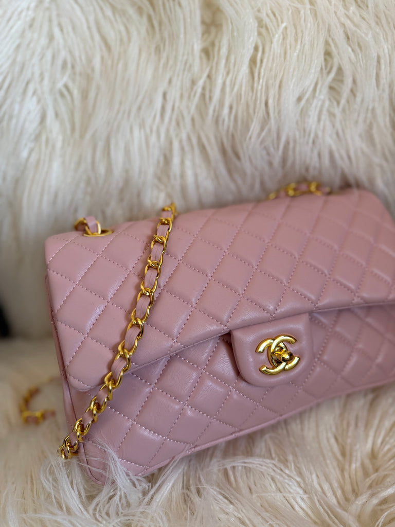 Blush Quilted Chain Shoulder Bag
