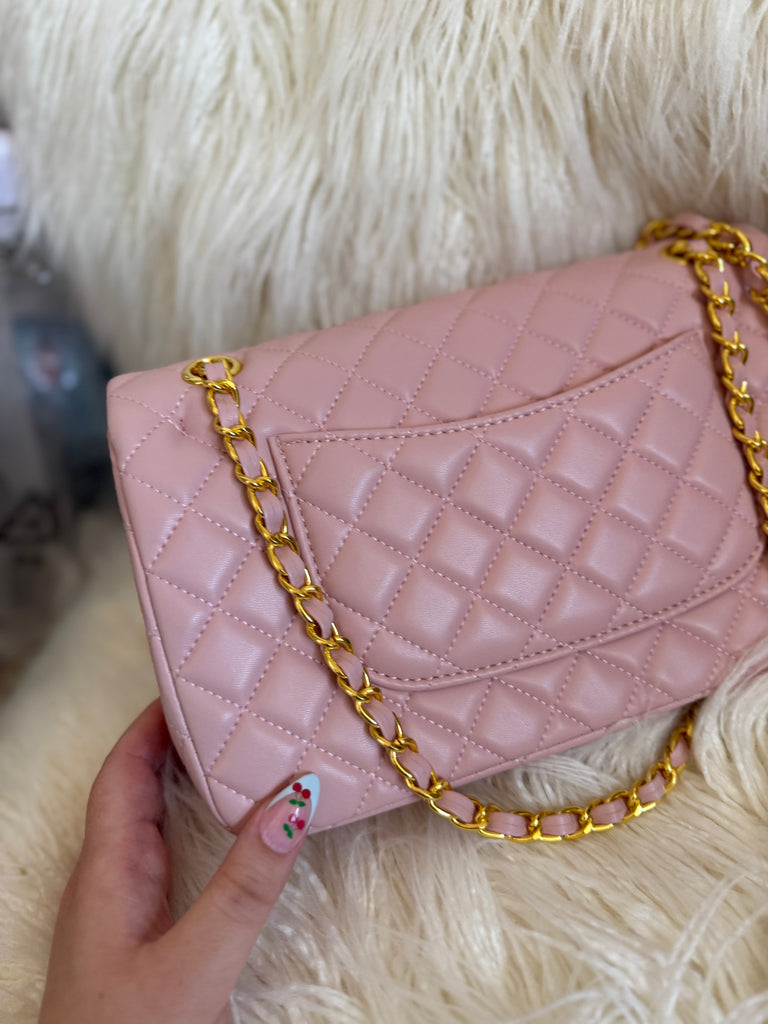 Blush Quilted Chain Shoulder Bag