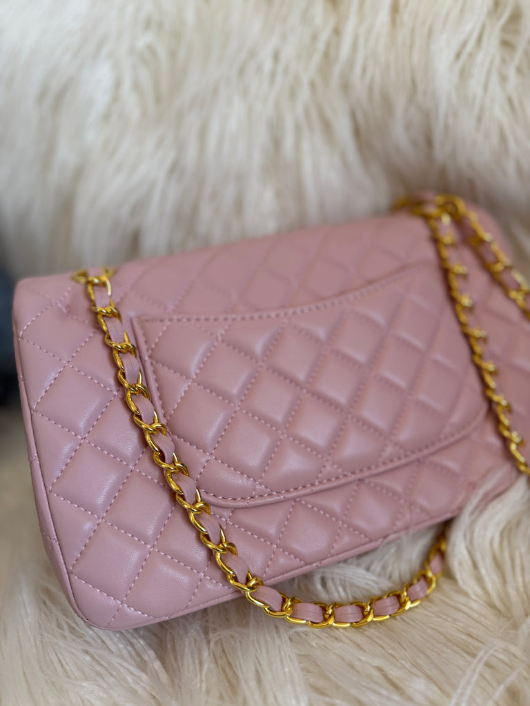 Blush Quilted Chain Shoulder Bag