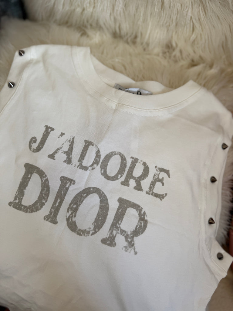 Distressed Slogan Sleeveless Tee – White