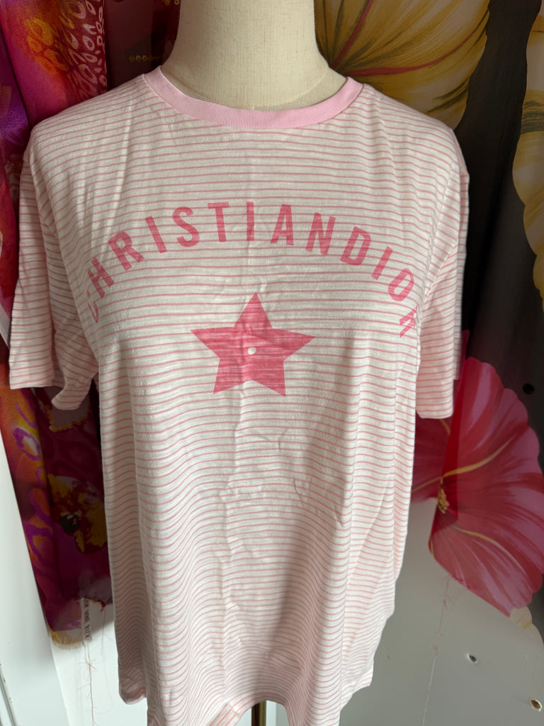 Pink Striped Relaxed-Fit Star Tee – Soft Cotton Feel