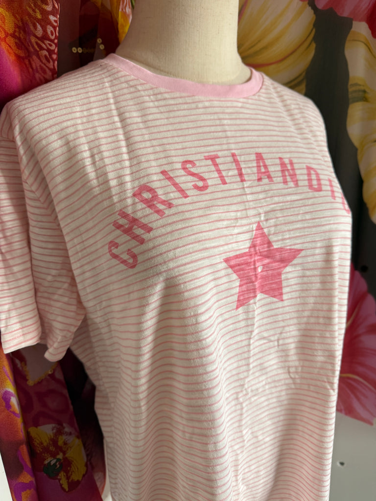 Pink Striped Relaxed-Fit Star Tee – Soft Cotton Feel