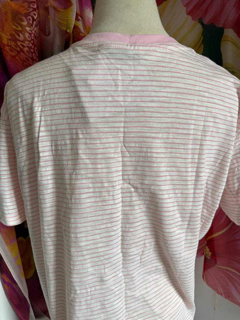 Pink Striped Relaxed-Fit Star Tee – Soft Cotton Feel