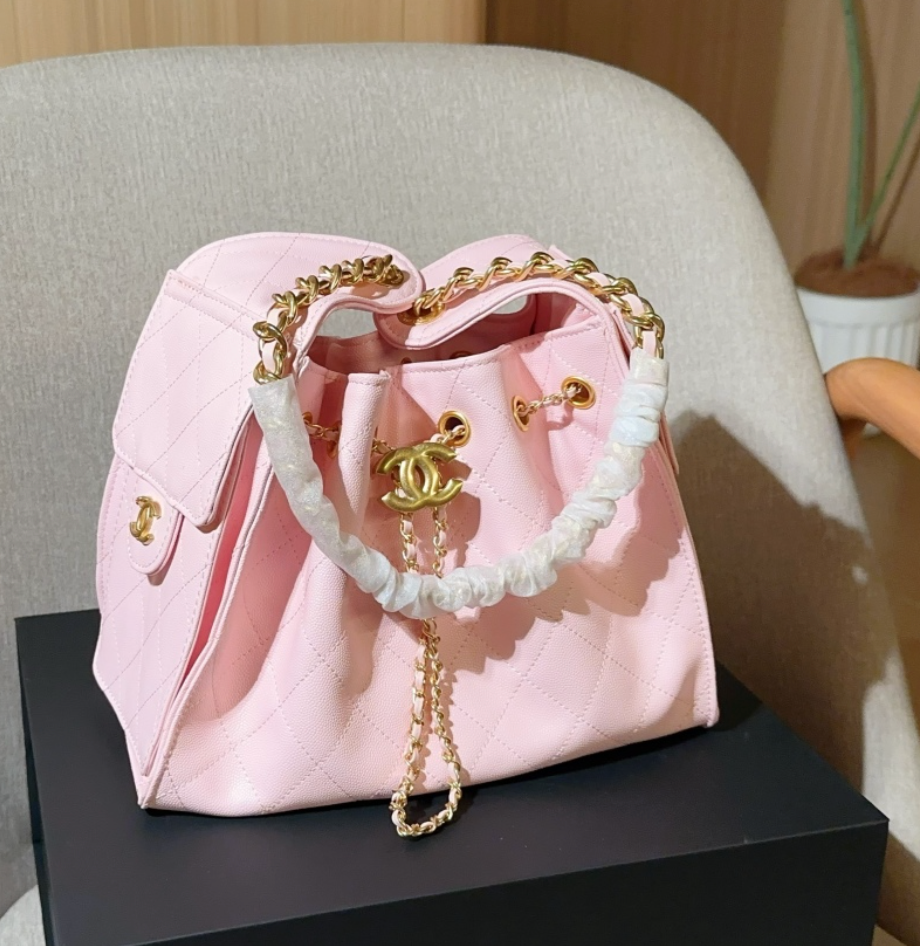Pre-Order | Quilted Drawstring Shoulder Bag – Pink
