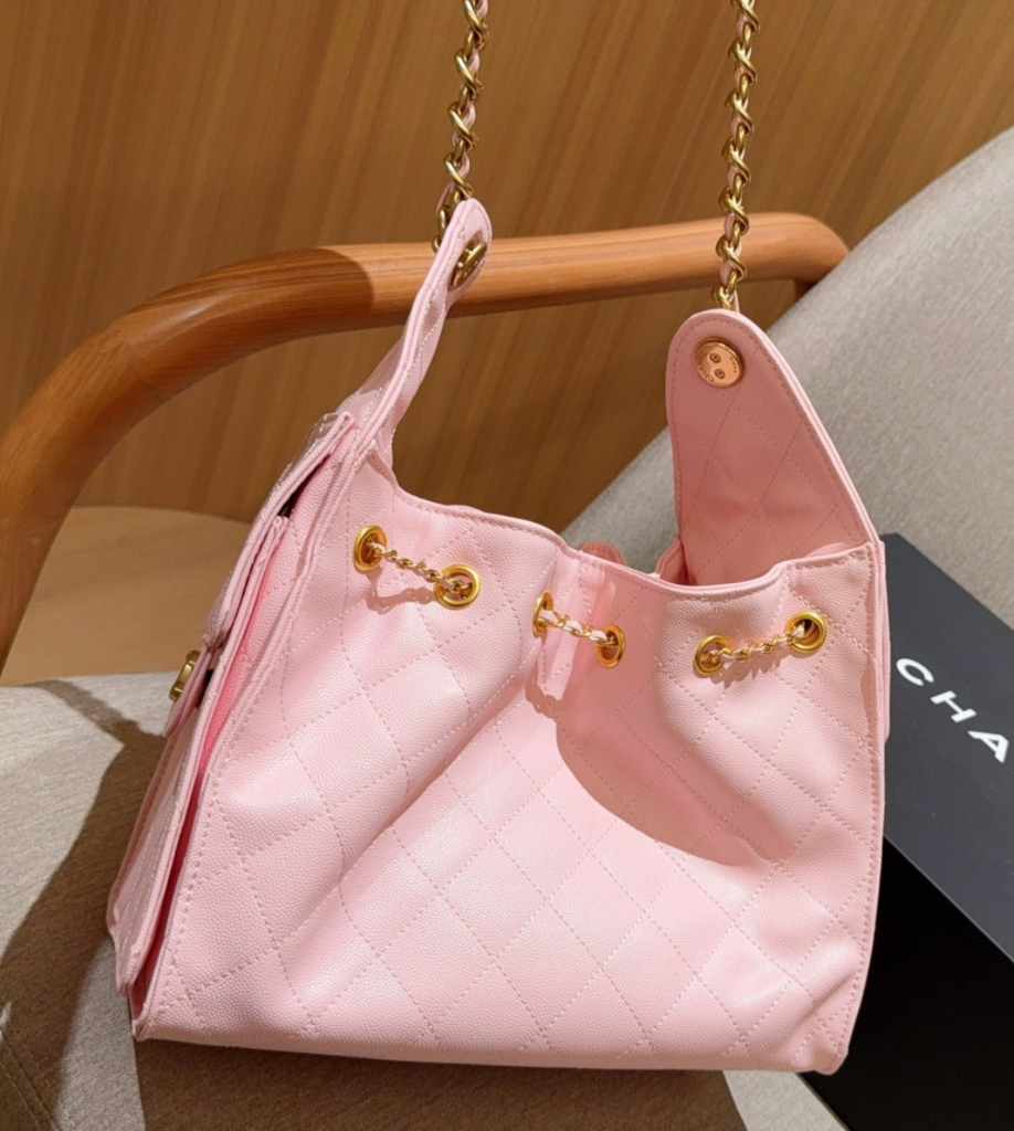 Pre-Order | Quilted Drawstring Shoulder Bag – Pink