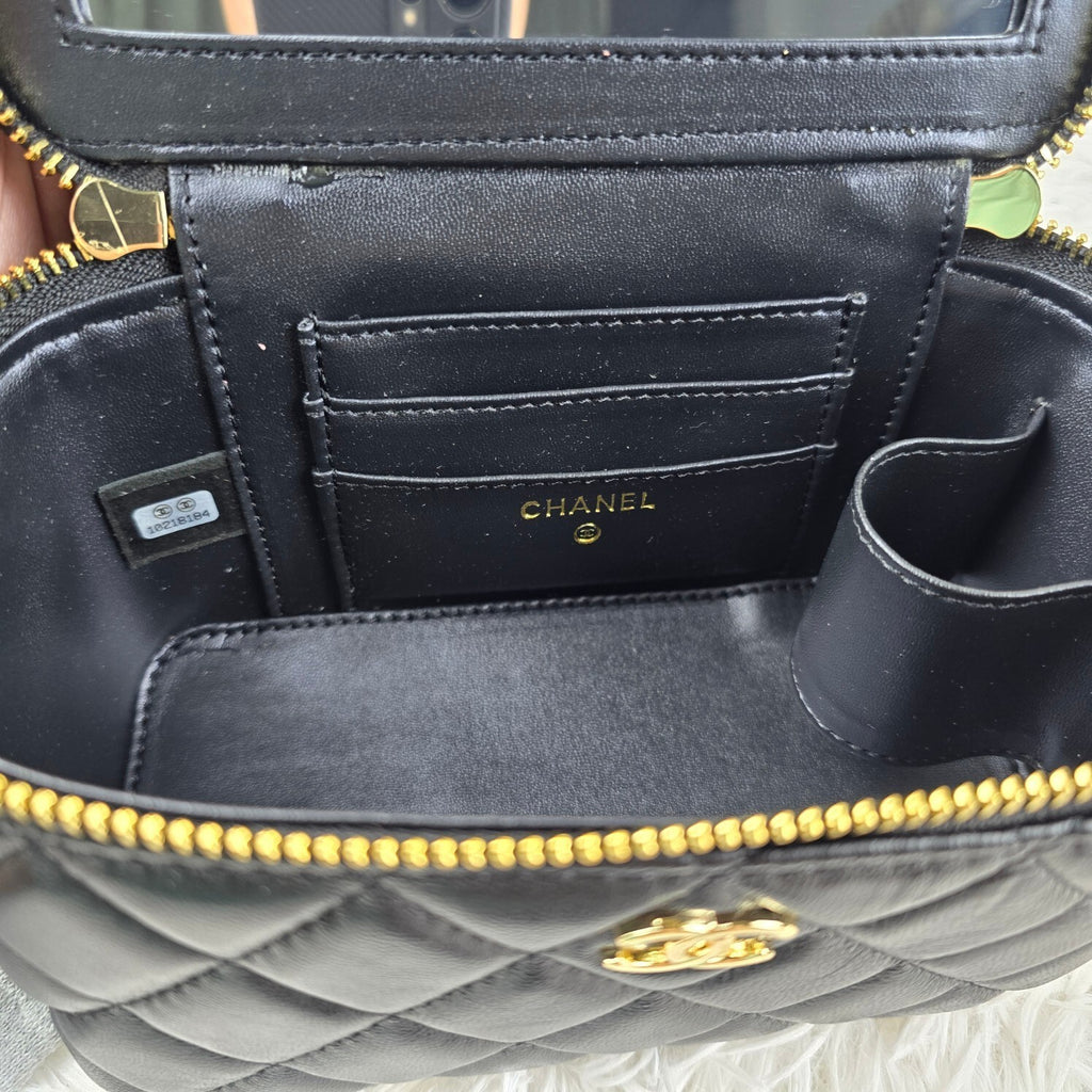Pre-Order | Black Mini Vanity Bag with Gold Chain Handle