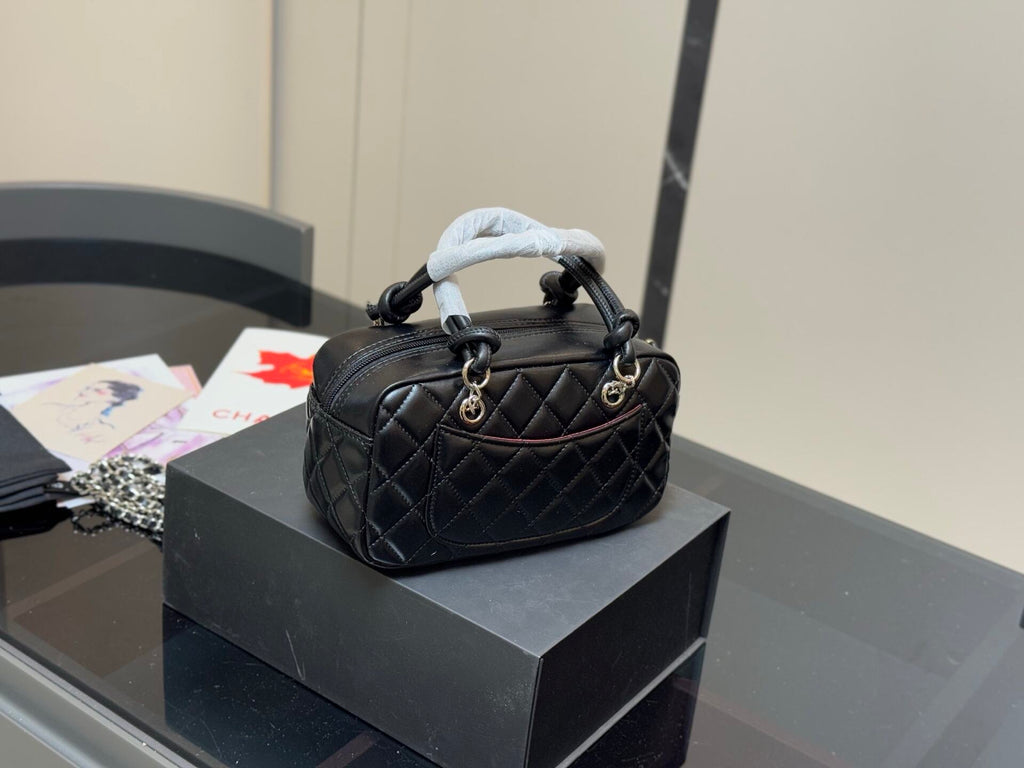 Pre-Order | Black Quilted Mini Top Handle Bag