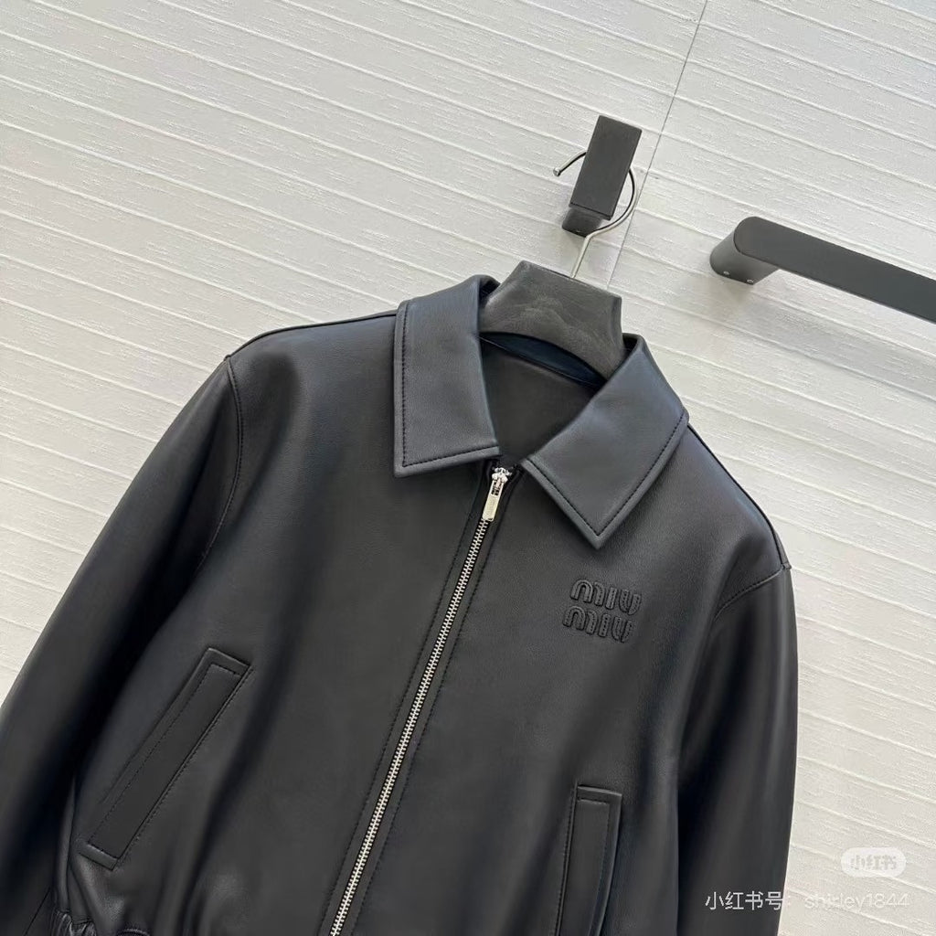Pre-Order | Oversized Zip-Up Faux Leather Jacket – Black