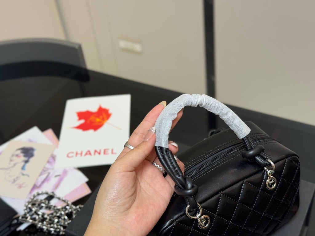 Pre-Order | Black Quilted Mini Top Handle Bag