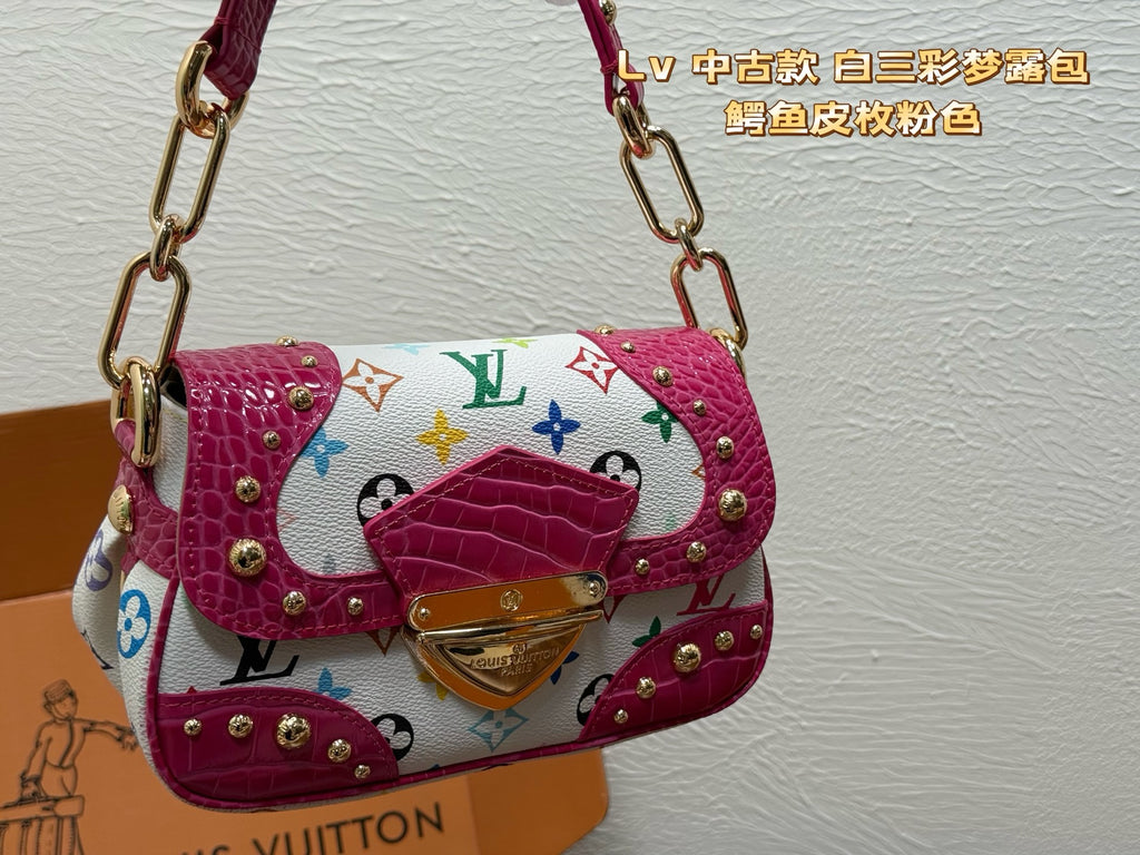 Pre-Order | Studded Multicolour Shoulder Bag – White & Pink